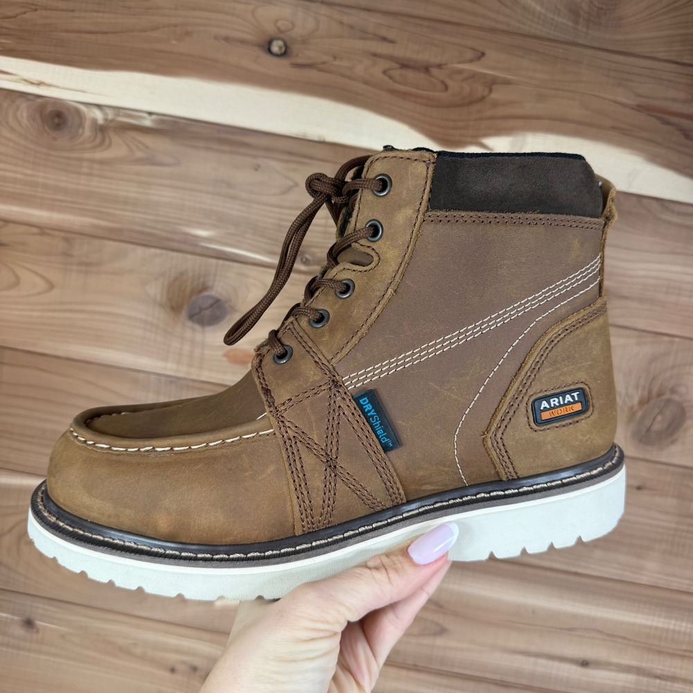 Ariat Rebar Wedge‎ Distressed Brown Moc Toe 6" Waterproof  Work Boot Women's 9 B - Picture 16 of 16
